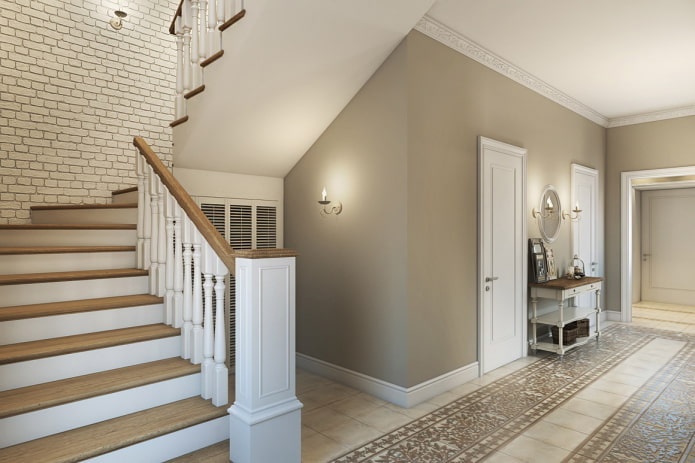 Treppe im Inneren eines Hauses im Provence-Stil