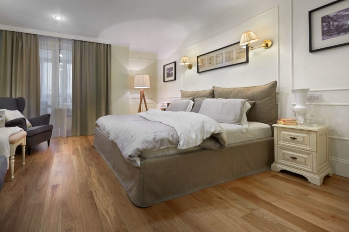 Linoleum mit Laminatimitat im Schlafzimmer