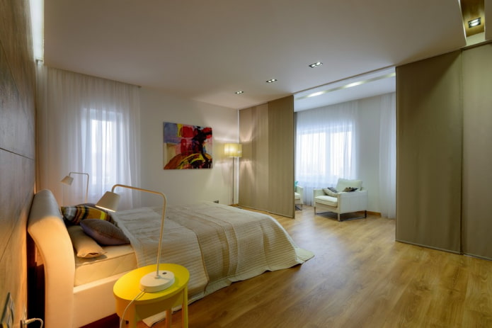 Linoleum mit Laminatimitat im Schlafzimmer