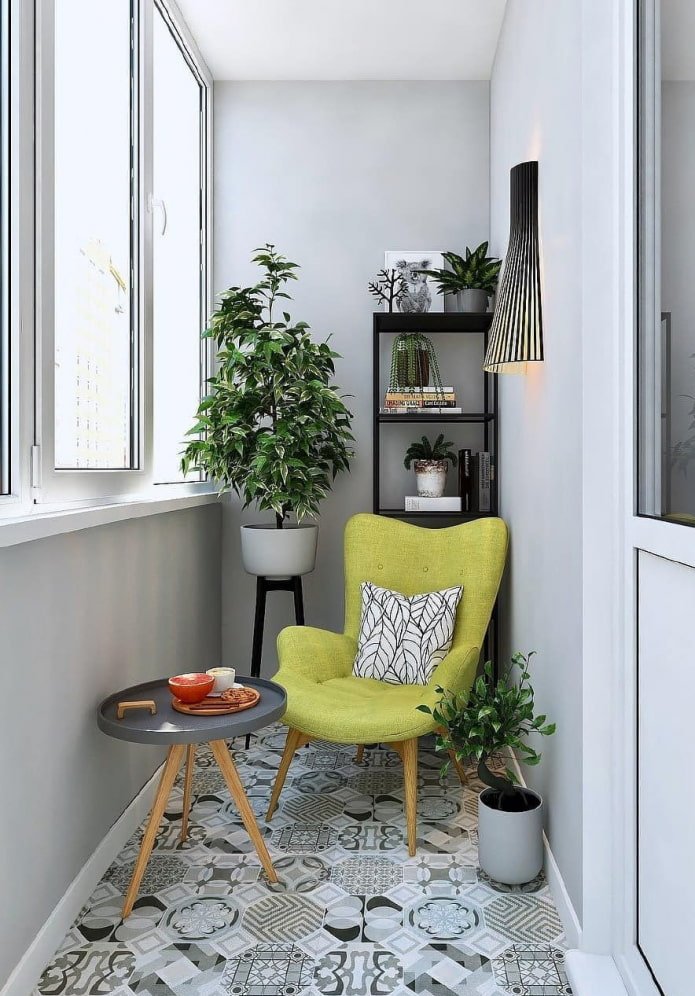 Linoleum auf dem Boden im Inneren der Loggia