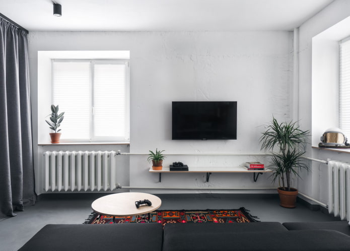 Wohnzimmer im Loft-Stil in Weiß