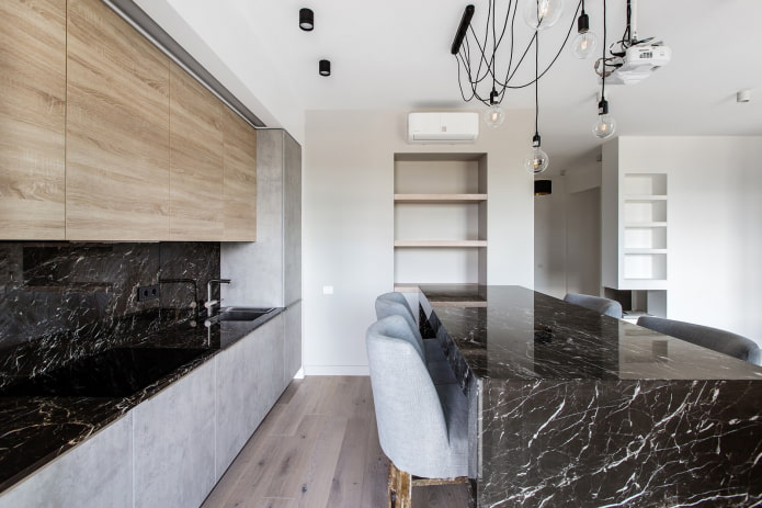 Kombination aus Marmor und Beton