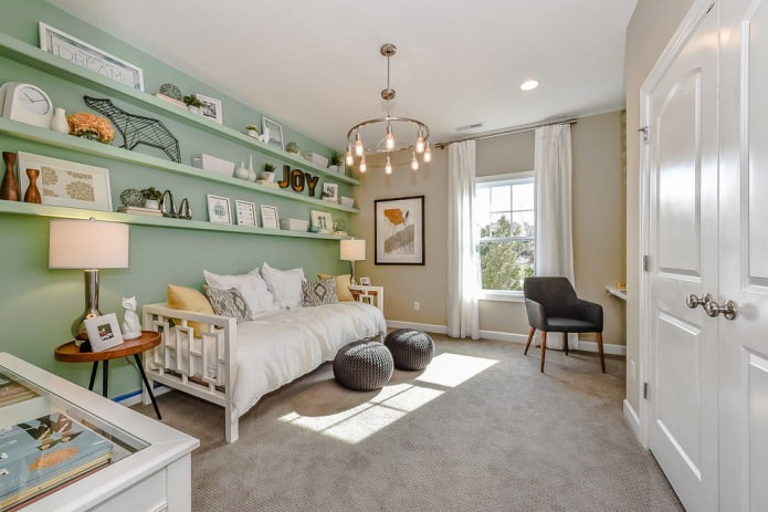 Beige- und Mint-Interieur