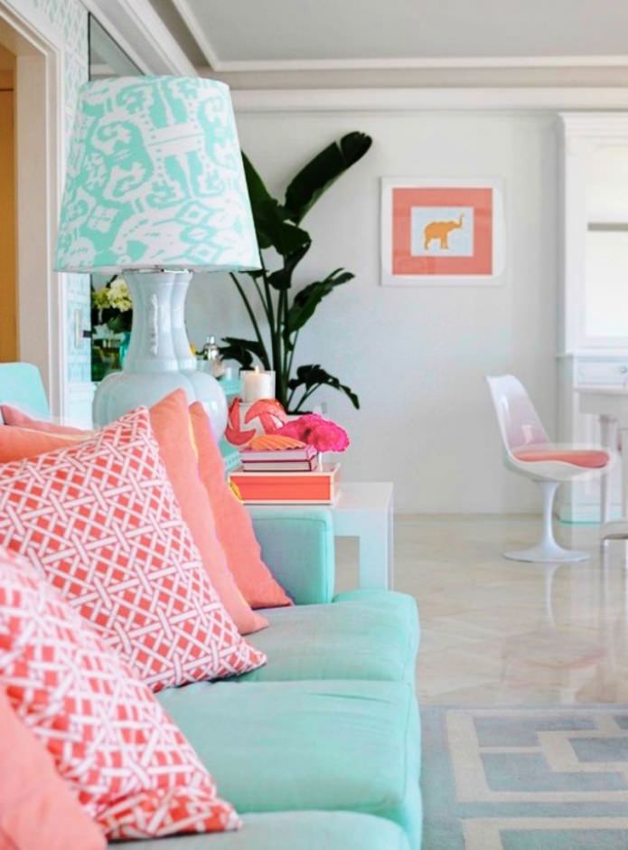 Mint- und Pfirsich-Interieur
