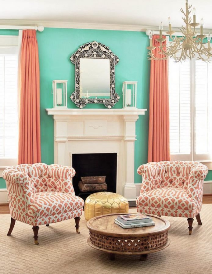 Mint- und Pfirsich-Interieur