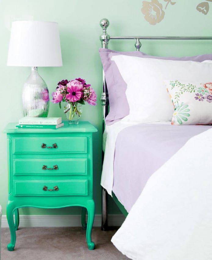 Mint- und Lilainterieur