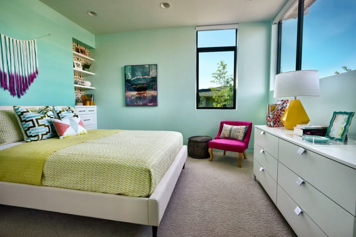 Mintgrünes Schlafzimmer