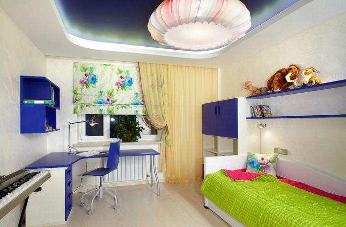 Zweistufige Spanndecke im Kinderzimmer