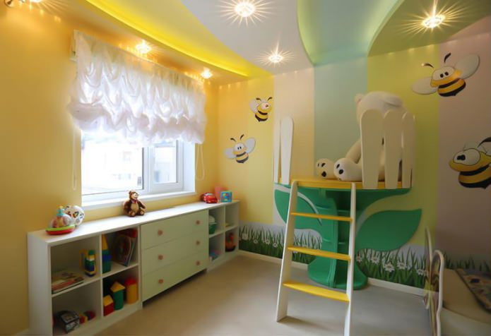 Spanndecke im Inneren eines Kinderzimmers