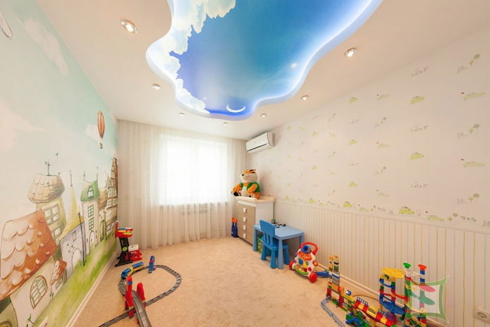 Spanndeckenwolke im Kinderzimmer