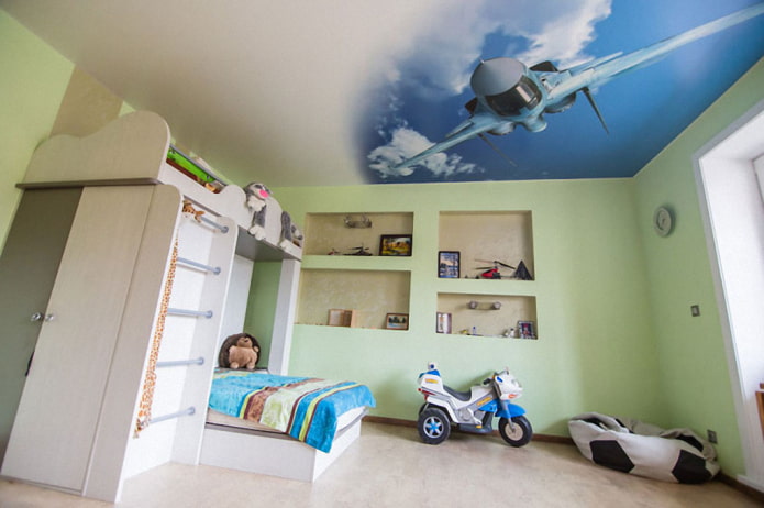 Gespannter Stoff mit Fotodruck im Kinderzimmer