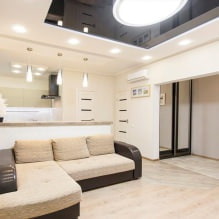 Spanndecken im Wohnzimmer: Arten, Design, Beleuchtung, 60 Fotos im Innenraum-3