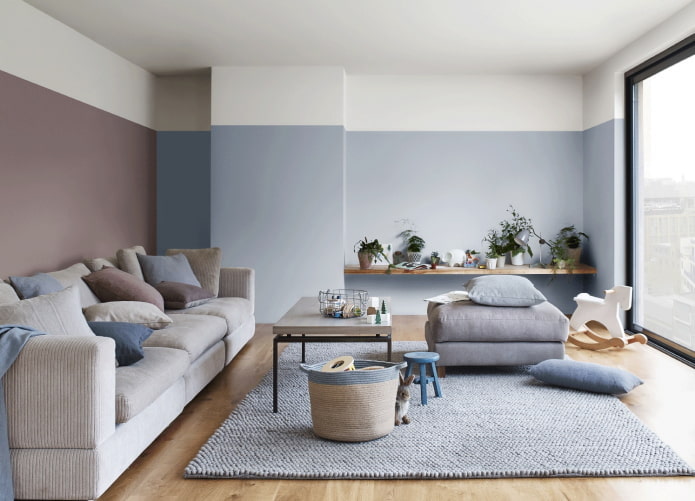 Beige-blaues Wohnzimmer