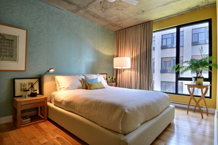 beige Nachtvorhänge im Schlafzimmer