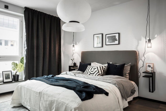 schwarze Nachtvorhänge im Schlafzimmer
