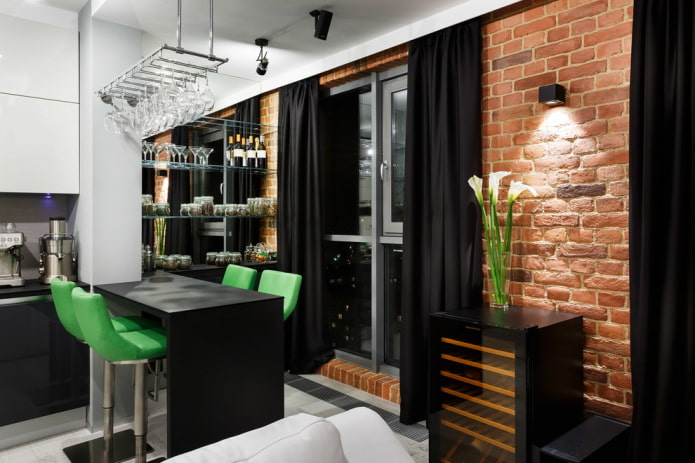 Nachtvorhänge im Loft-Stil