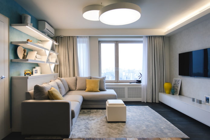 Nachtgardinen für zwei Fenster im Wohnzimmer