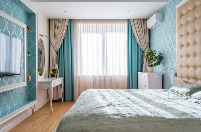 Kombinierte Nachtvorhänge im Schlafzimmer