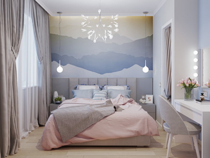 Kleines Schlafzimmer im skandinavischen Stil