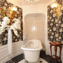 Tapeten für das Badezimmer: Vor- und Nachteile, Arten, Design, 70 Fotos im Innenraum-13