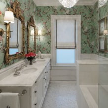 Tapeten für das Badezimmer: Vor- und Nachteile, Arten, Design, 70 Fotos im Innenraum-11