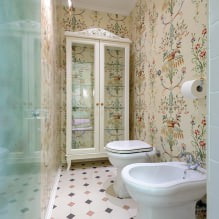 Tapeten für das Badezimmer: Vor- und Nachteile, Arten, Design, 70 Fotos im Innenraum-22