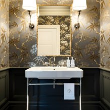 Tapeten für das Badezimmer: Vor- und Nachteile, Arten, Design, 70 Fotos im Innenraum-9