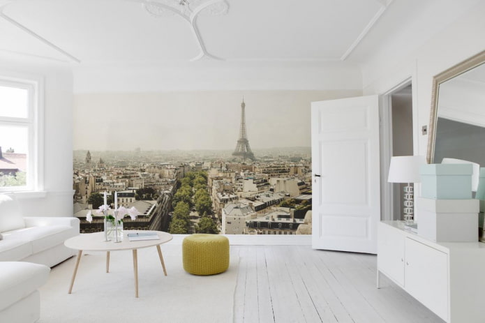 Fototapete mit dem Bild von Paris im Wohnzimmer