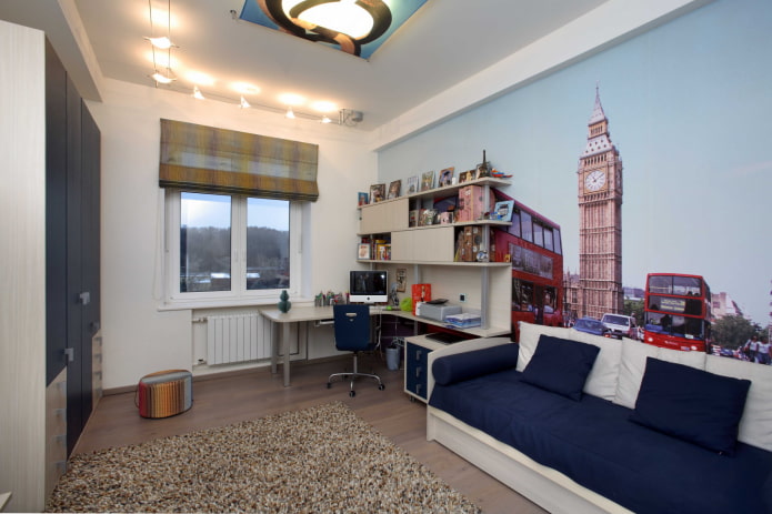 Fototapete mit dem Bild von London im Zimmer eines Teenagers