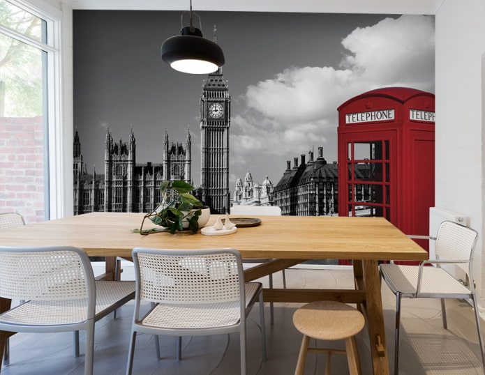 Fototapete mit dem Bild von London im Inneren des Esszimmers