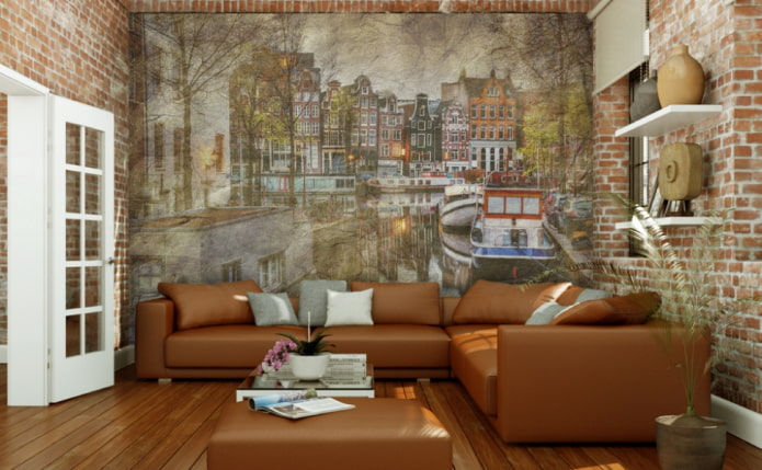 Fototapete mit Amsterdam-Motiv im Wohnzimmer