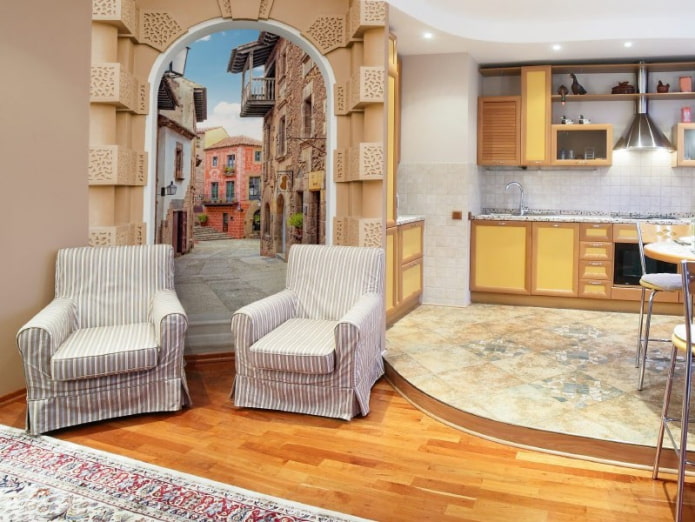 Tapete mit 3D-Effekt im Innenraum