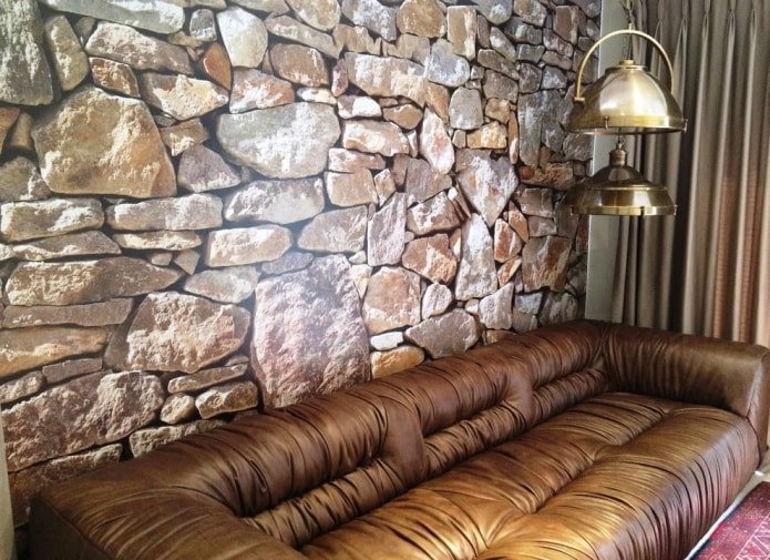 Steintapete im Wohnzimmer