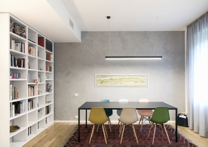 graue Wände im Esszimmer
