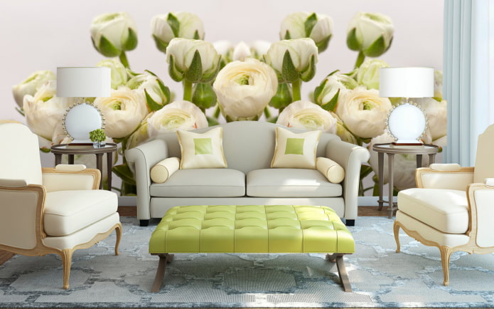 Fototapete mit Rosen im Interieur