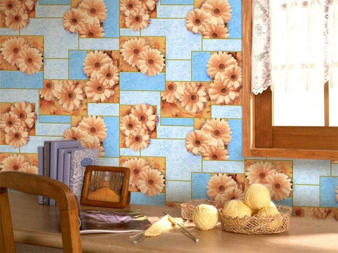 Tapete mit Gerbera im Innenraum