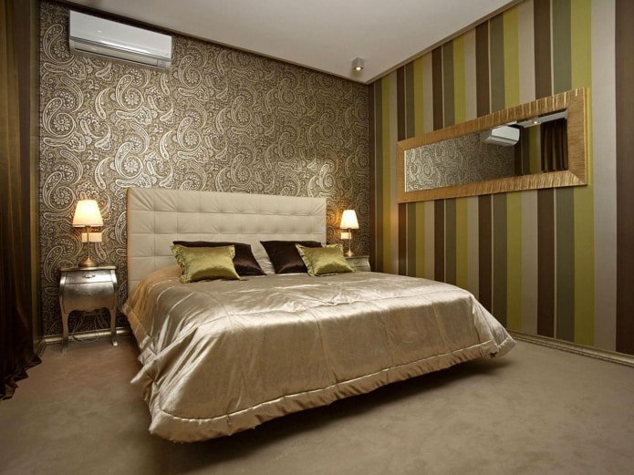 Siebdrucktapete im Schlafzimmer