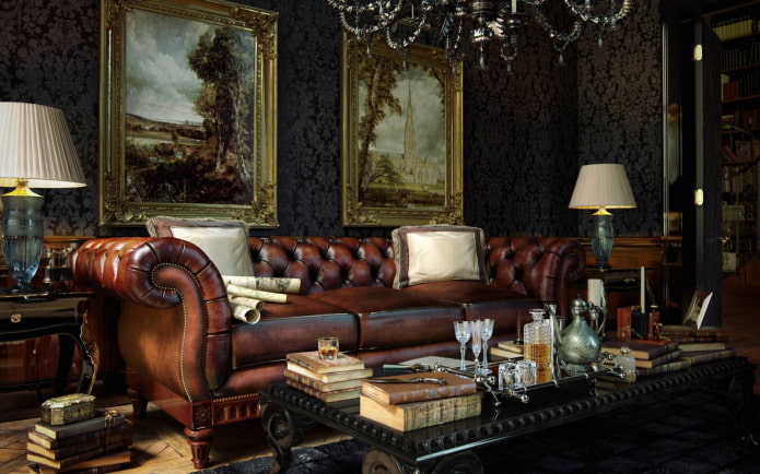 Chesterfield-Sofa aus Leder