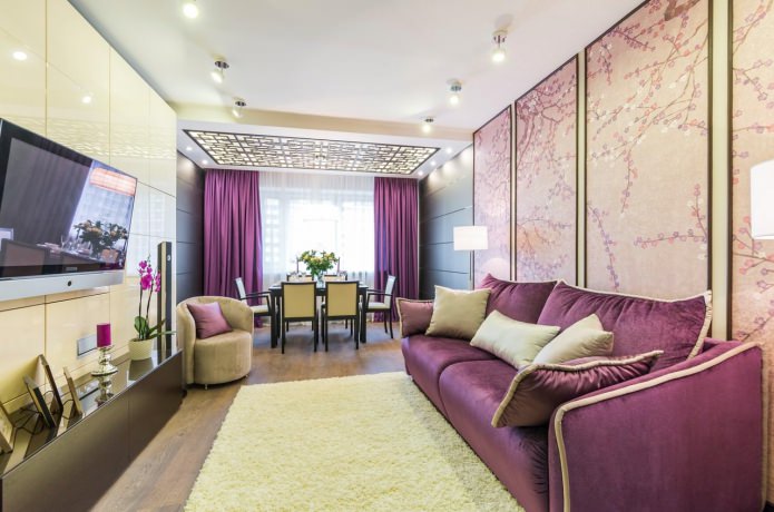 Sanftes Gelb-lila Interieur