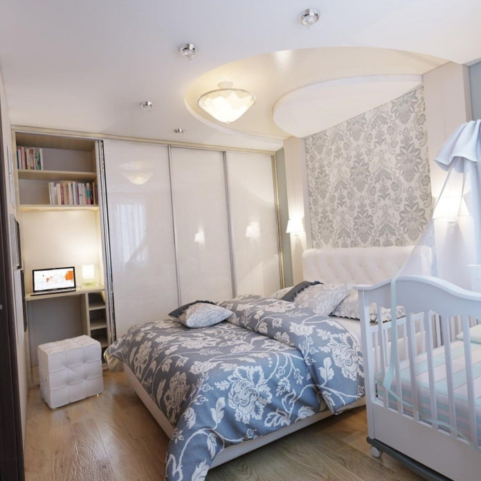 ein Schlafzimmer und ein Kinderzimmer in einer Einzimmerwohnung