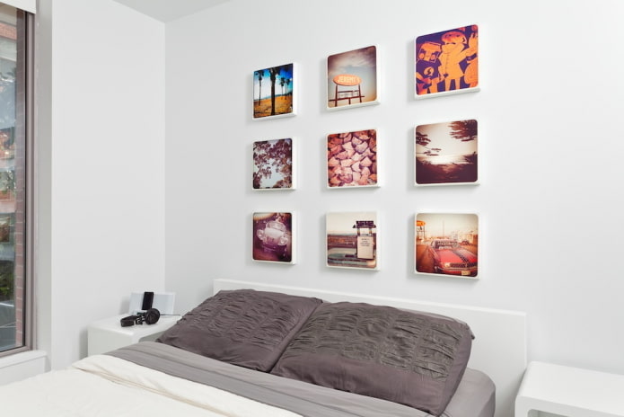 Fotos an der Wand im Innenraum