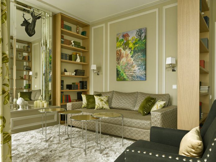 olivfarbenes Wohnzimmer
