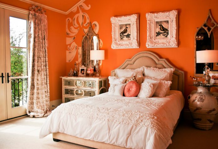 Orange im Schlafzimmer