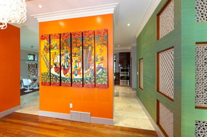 Grün-oranges Interieur