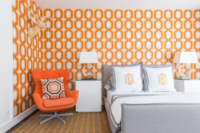 Orangefarbene Tapete