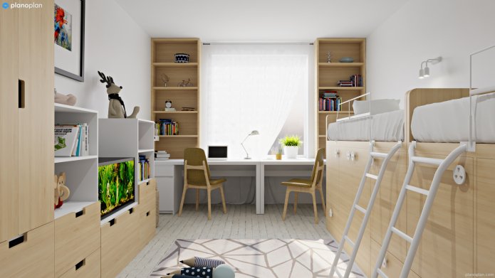 Kinderzimmer mit Arbeitsbereich