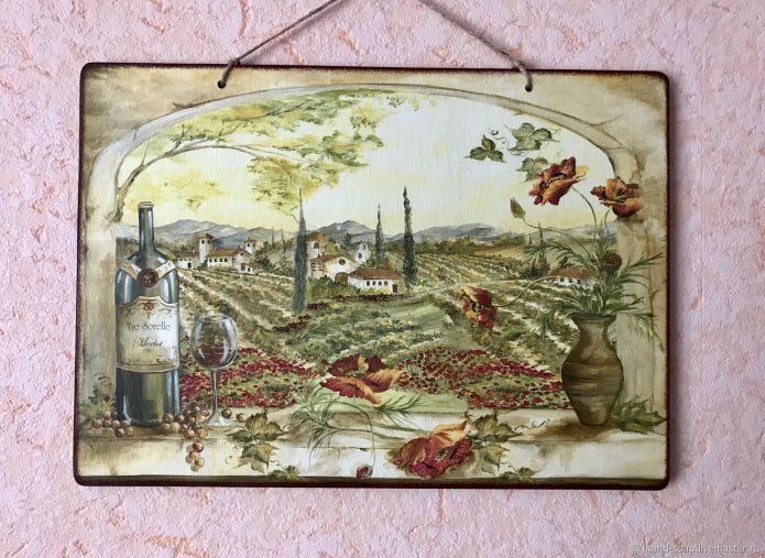 Küchenpaneel in Decoupage-Technik