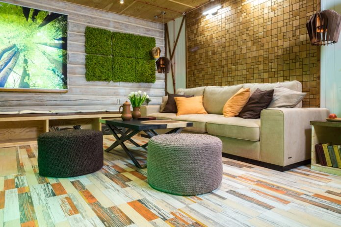 Wandpaneel im Interieur im Öko-Stil