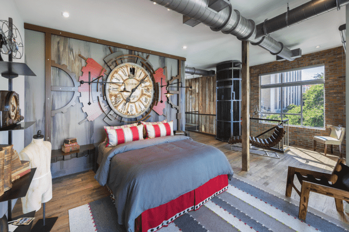 Wandpaneel im Innenraum im Steampunk-Stil