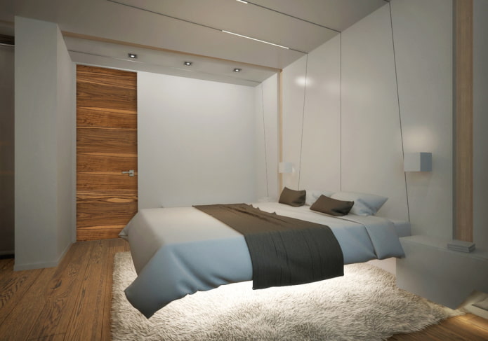 Bett mit Beleuchtung
